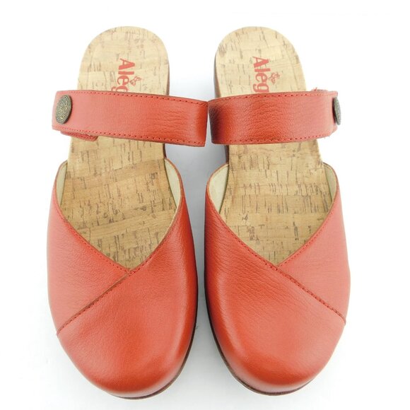New ALEGRIA Red Leather Mary Jane Mule Clogs 39 - Picture 2 of 5